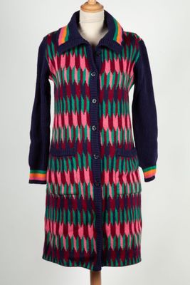 LANVIN Boutique Gilet long à boutons en laine à motifs de ch…