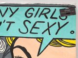 a painting of a woman with a speech bubble above her head