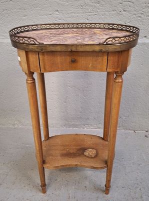 Sellette rogon en bois clair, dessus de marbre à galerie de … - Photo 1