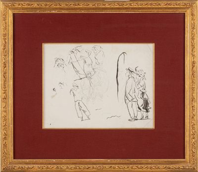 un dessin représentant un homme et une femme debout l'un à côté de l'autre