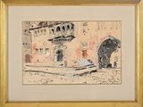 une image représentant un dessin d'un bâtiment dans une ville