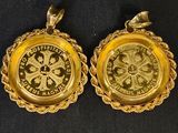 deux souverains d'or, l'un orné d'une couronne et l'autre surmonté d'une couronne
