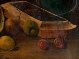 a painting of a basket of fruit on a table