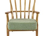 chaise en bois et en tissu, avec un coussin d'assise vert