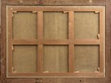 an old wooden window frame with a window pane in the middle