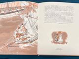 an open book with a picture of a ship on it