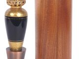 two vases that are next to each other on a table