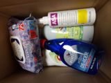 a box with a lot of cleaning products inside of it