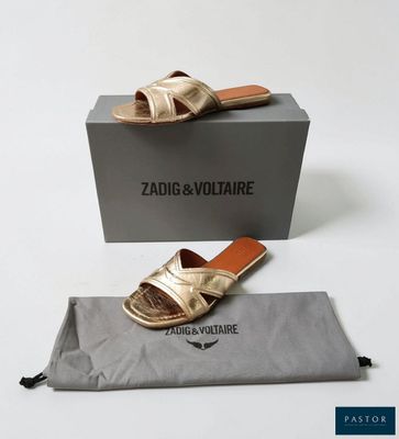 zadig & voltaire gold leather sandals