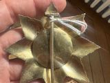 a person holding a gold star shaped object in their hand