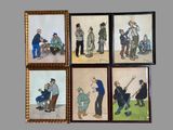 four framed pictures of a man and a woman with a child