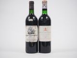 two bottles of wine sitting next to each other on a white surface