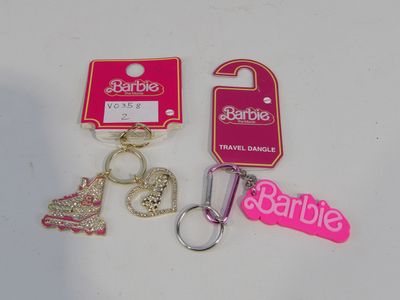 BARBIE-MATTEL, 2 portes clefs métal et pierres.
