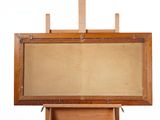 a picture of a wooden easel with a canvas on it