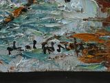 a painting of a group of people in the water
