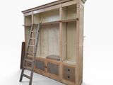 an image of a wooden entertainment center with a ladder