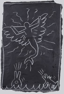 an image of a black and white drawing of a bird on a piece of paper