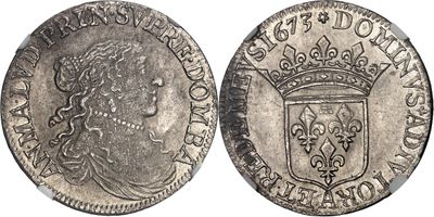 une pièce d'argent surmontée d'une couronne