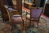 2 fauteuils de style Louis XV - recouverts de velours rose (photo 2)
