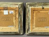 pair of antique wooden picture frames with gold leaf trims