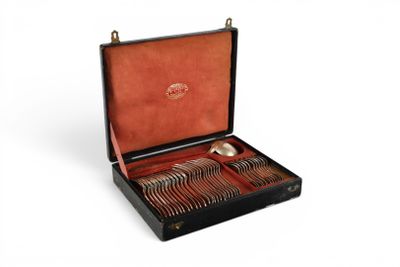 a black case with silverware in it on a white surface