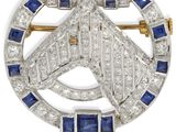 une broche Art déco sertie de diamants et de saphirs