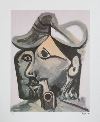 une image représentant un tableau d'un homme avec une pipe à la bouche