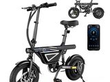 une photo d'un scooter électrique noir à côté d'un téléphone portable
