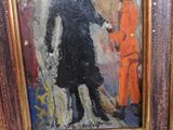 a painting of a man and a woman holding hands