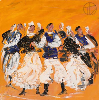 une image représentant un tableau où l'on voit un groupe de personnes en train de danser