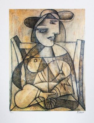 an image of a drawing of a woman sitting in a chair