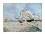 une image représentant un tableau d'un navire en pleine mer agitée