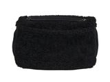 the small black bag has a zipper on the front and a zipper on the back
