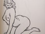drawing of a naked woman sitting on the ground in a book