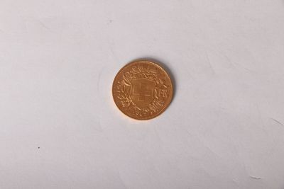 a small coin on a white surface next to a smaller coin