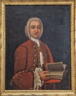 tableau représentant un homme vêtu d'un manteau rouge tenant un livre
