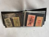 three different types of currency are in a wallet