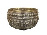 silver plated bowl with elephants and flowers