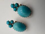 une paire de boucles d'oreilles en turquoise sur un fond blanc
