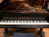 a piano that is sitting on a hard wood floor