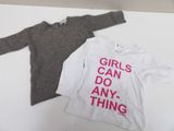 two t - shirts that say girls can do any thing