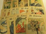 beaucoup de vieilles bandes dessinées françaises posées sur une table