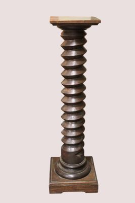 an image of a tall wooden table with a wooden top