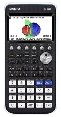 un gros plan d'une calculatrice sur fond blanc