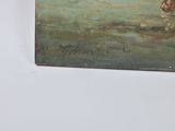 a picture of a painting of a man on a boat