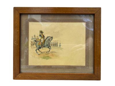 tableau représentant un homme à cheval, dans un cadre en bois