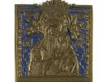 an image of a gold and blue plaque with an image of a woman