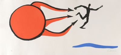 a drawing of a man flying through the air with a parachute