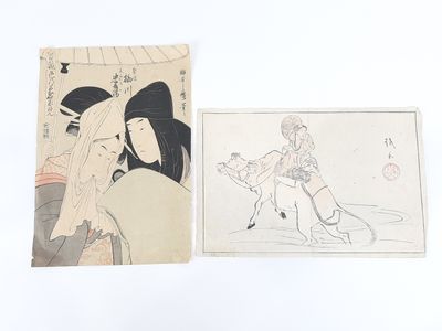 deux dessins représentant une femme à cheval et un homme à cheval