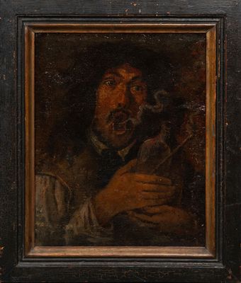 Ecole du XVIIe siècle. Le fumeur de pipe - Photo 1